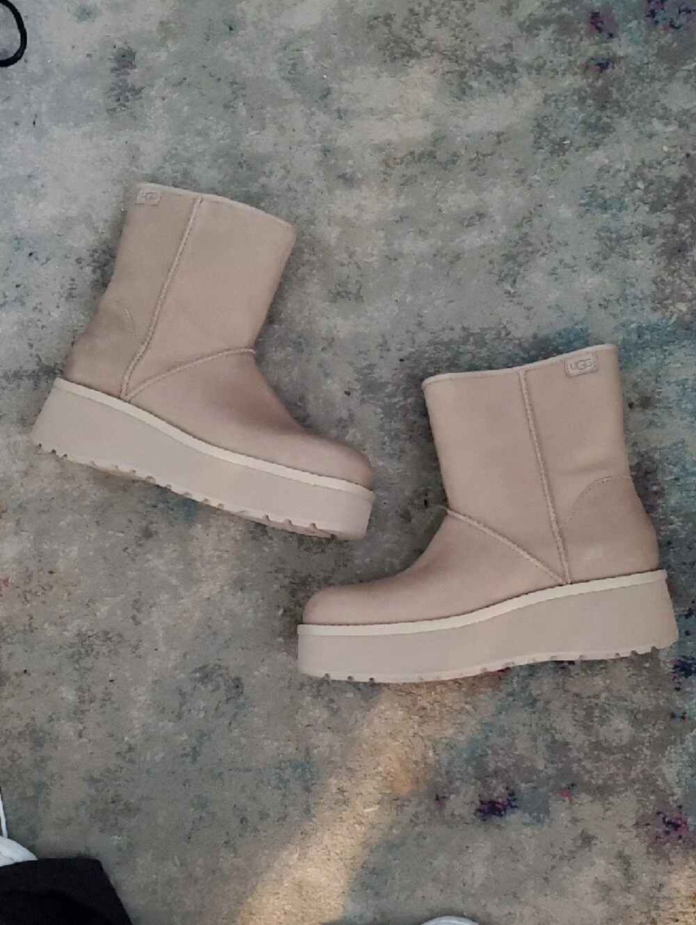 UGG Cityfunc Nubuck Leather Platform Boots In Sand Size 8